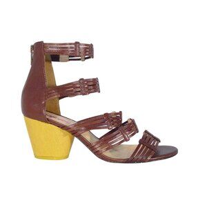 FARYLROBIN Chunky Yellow Heel Strappy Gladiator Sandals Women's 9.5